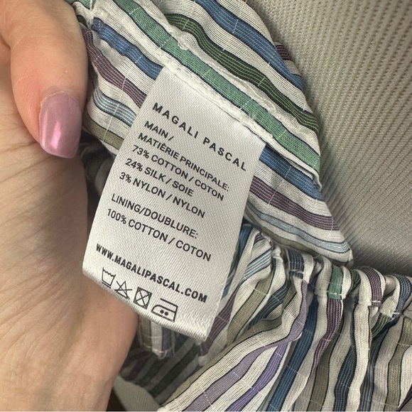 Magali Pascal Anthropologie US 12 or XL ruffle tiered halter top blue stripe - Picture 6 of 8